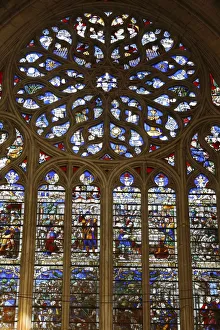 Burgundy Prints: Rose window, St. Etienne Cathedral, Auxerre, Yonne, Burgundy, France, Europe
