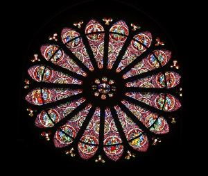 Windows Prints: Rose window, St. Remy basilica, UNESCO World Heritage Site, Reims, Marne, France, Europe