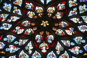 Rose Window Prints: Rose window, St. Stephens Cathedral, Sens, Yonne, Burgundy, France, Europe