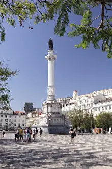 Gothic Style Prints: Rossio, Praca Dom Pedro IV, Convento do Carmo Monastery, Baixa, Lisbon, Portugal, Europe