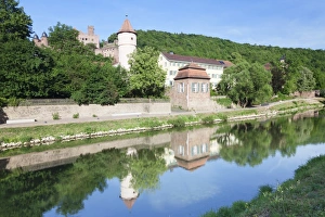 Roter Turm Tower, Wertheim Castle, Tauber River, Wertheim, Main Tauber District, Baden Wurttemberg, Germany, Europe