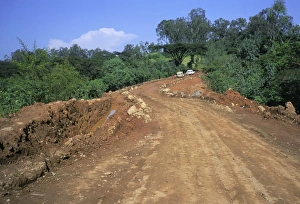 Ethiopia Prints: Rough road between Nekemte and Goulisoo, Oromo area, Welega state, Ethiopia, Africa