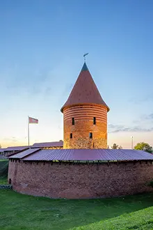 Lithuania Prints: The Round Tower of Kaunas Castle at Dusk, Kaunas, Lithuania