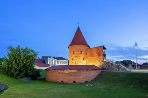 Lithuania Prints: The Round Tower of Kaunas Castle at Dusk, Kaunas, Lithuania