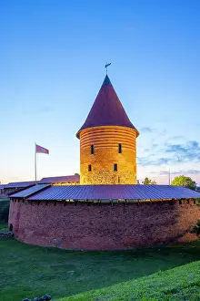 Lithuania Prints: The Round Tower of Kaunas Castle at Dusk, Kaunas, Lithuania