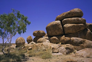 Rounded Prints: Rounded rock formations, the Pebbles, or Devils Marbles, Northern Territory