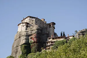 Thessaly Prints: Roussanou Monastery on a steep rock in Meteora