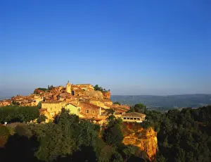 Roussillon Prints: Roussillon Village on a Cliff-top, Languedoc-Roussillon, France