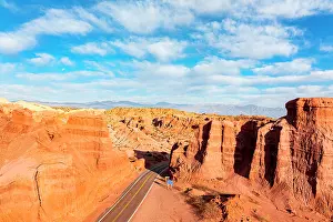 Highway Prints: Route 68 winding through the rock formations of Quebrada de las Conchas, Salta, Argentina
