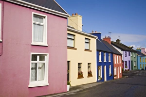Co Cork Prints: Row of colourful traditional houses in main street