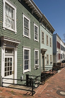 Row of timber framed townhouses in Georgetown, Washington, D. C. United States of America, North America