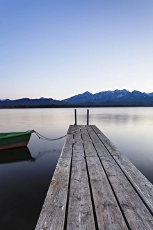 Absence Prints: Rowing boat on Hopfensee Lake at sunset