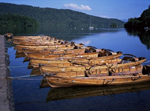 Rowing Boat Prints: Rowing boats on lake, Bowness-on-Windermere, Lake District, Cumbria, England