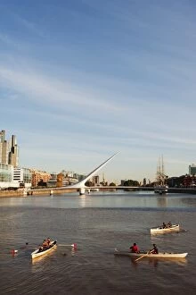 Images Dated 5th April 2011: Rowing boats on Puente de la Mujer, Buenos Aires, Argentina, South America