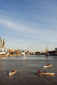 Buenos Aires Prints: Rowing boats on Puente de la Mujer, Buenos Aires, Argentina, South America