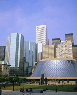 Roy Thompson Hall (Theatre) in the foreground, in the business centre of Toronto