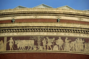 Detail on the Royal Albert Hall, built in 1871 and named after Prince Albert