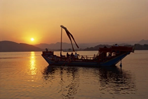 Barge Prints: Royal barge at Lake Palace Hotel