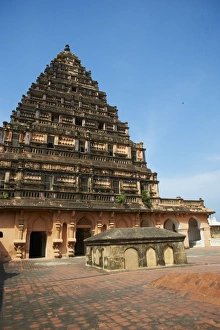Court Yard Prints: Royal Palace and museum, Thanjavur (Tanjore), Tamil Nadu, India, Asia