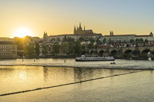 Royal Palace Prints: Royal Palace and St. Vituss Cathedral at sunset, Prague, Czech Republic, Europe