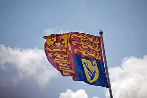 The Royal Standard flying above Buckingham Palace showing the Queen in residence during the 2012 Trooping the Colour ceremony, London, England, United Kingdom, Europe