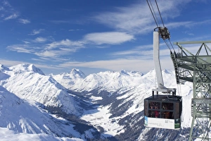 Lech Prints: Rufibahn cable car, Lech, near St. Anton am Arlberg, in winter snow, Austrian Alps