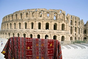 Colosseum Prints: Rug hanging in front of the Collosseum