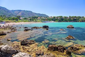 Palermo Province Prints: Rugged coastline near Cefalu, Spiaggia di Mazzaforno