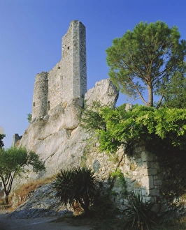 Gard Prints: Ruined castle, Aigueze, Gard, Languedoc, France, Europe