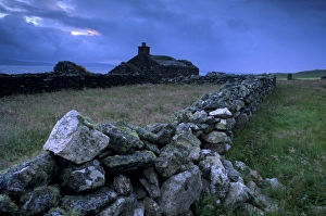 Shetland Prints: Ruined crofthouse and lowering sky