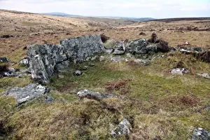 Farmhouse Prints: Ruined prehistoric farmhouse, near Headland Warren