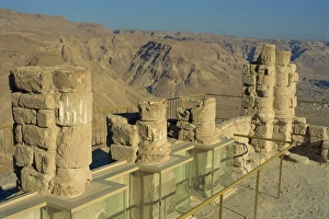 Palaces Prints: Ruined Winter Palace of King Herod on top of the fortress of Masada