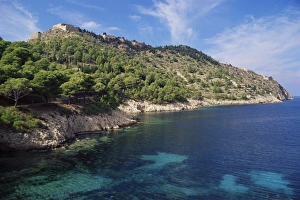 Cephalonia Prints: Ruins of 16th century Venetian castle above the coast