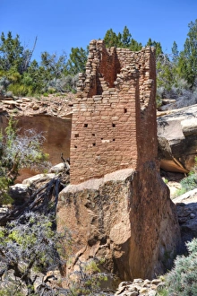 10th Century Prints: Ruins of Ancestral Puebloans, Square Tower, dating from between 900 AD and 1200 AD