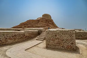 Significance Prints: Ruins of ancient Moenjodaro show the remains of a great civilization in Pakistan with structures and pathways visible