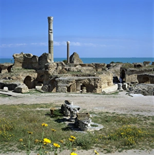 Tunisia Prints: Ruins of ancient Roman baths, Antonine Baths, Carthage, UNESCO World Heritage Site
