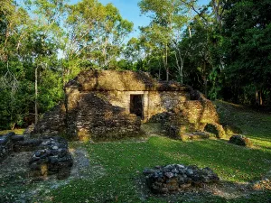Spaces Prints: Ruins of ancient structures at Uaxactun Archaeological Site in Guatemala during the day
