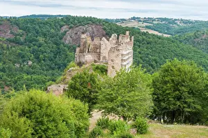 Vantage Prints: Ruins of Chateau-Rocher overhanging the Sioule River