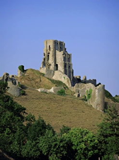 Corfe Prints: The ruins of Corfe Castle, Dorset, England, UK, Europe
