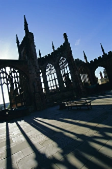 Back Lit Prints: Ruins of Coventry Cathedral, Coventry, Warwickshire, England, UK, Europe