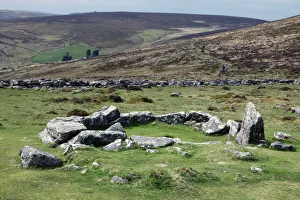 Antiquities Gallery: Ruins of early Bronze Age house, about 3500 years old, Grimspound, Dartmoor National Park, Devon
