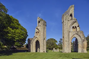 The ruins of the Great Church in the historic Glastonbury Abbey, Glastonbury, Somerset