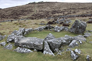 Bronze Age Prints: Ruins of middle Bronze Age house, Grimspound, Dartmoor, Devon, England