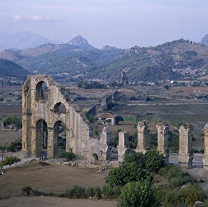 Asia Minor Prints: Ruins of Roman aqueduct which brought water from mountains