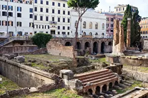 Ancient Rome Prints: Ruins of Roman temples at Area Sacra di Largo di Torre Argentina