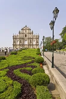 St Pauls Cathedral Collection: The ruins of Sao Paulo Cathedral (St. Pauls Cathedral) in central Macau