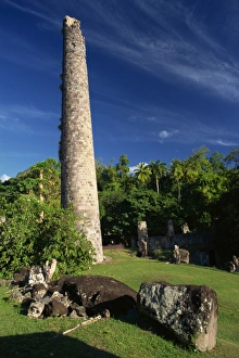 Leeward Island Prints: Ruins of the sugar mill and chimney of the Wingfield Estate