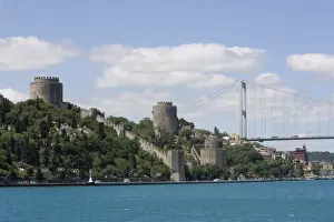 Battlement Prints: Rumeli Hisari fortress and the Fatih Mehmet Bridge on the Bosphorus, Istanbul