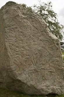 Images Dated 22nd August 2010: Runic stone, raised by Harald Bluetooth in 959AD to commemorate bringing Christianity to Denmark