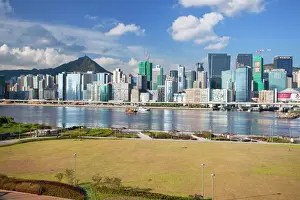 Airport Prints: Runway Park on old Kai Tak airport and skyscrapers of Kwun Tong